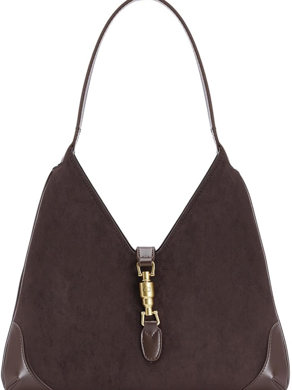 Urban Revivo Brown Suede Bag with Gold Hardware